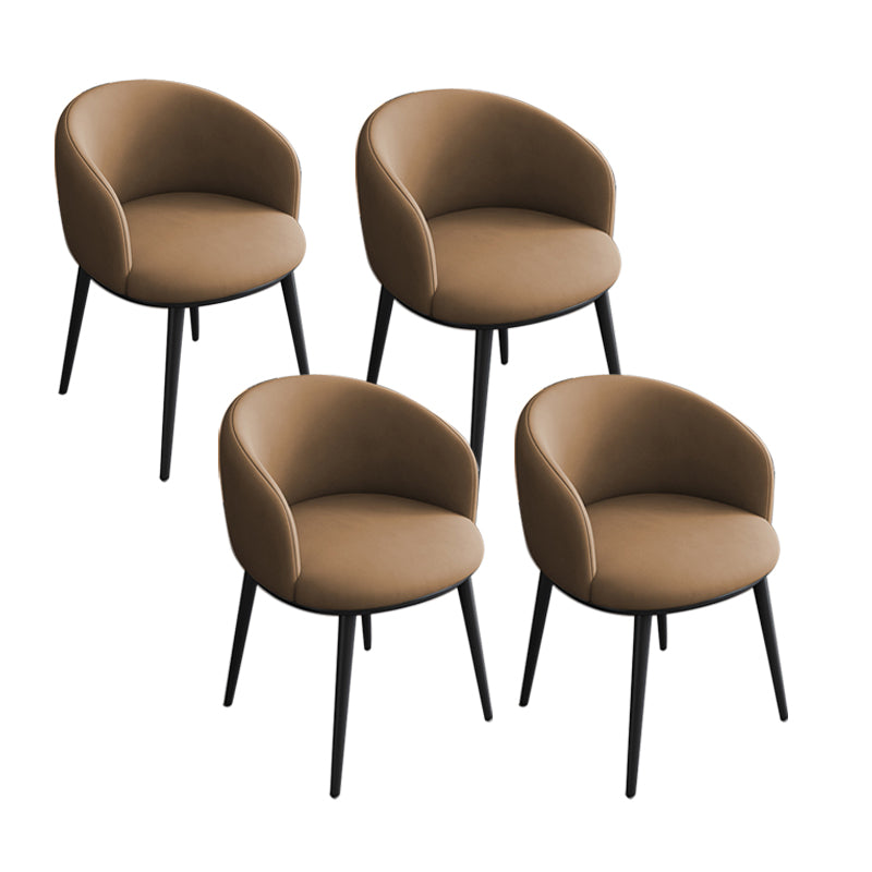 Glam Style Parsons Arm Chair Faux Leather Indoor Dining Chair Brown 4 Piece Set Clearhalo 'Dining Chairs' 'Dining Tables & Seating' 'dining_chair' 'furn' 'furn_dining_chair' 'Furniture' 'furniture_dining_chair' 'Kitchen & Dining Furniture' 4962563