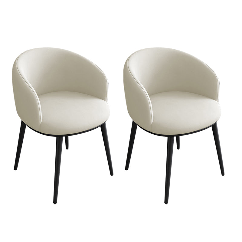 Glam Style Parsons Arm Chair Faux Leather Indoor Dining Chair White 2 Piece Set Clearhalo 'Dining Chairs' 'Dining Tables & Seating' 'dining_chair' 'furn' 'furn_dining_chair' 'Furniture' 'furniture_dining_chair' 'Kitchen & Dining Furniture' 4962564