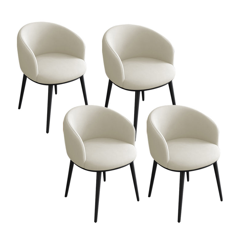 Glam Style Parsons Arm Chair Faux Leather Indoor Dining Chair White 4 Piece Set Clearhalo 'Dining Chairs' 'Dining Tables & Seating' 'dining_chair' 'furn' 'furn_dining_chair' 'Furniture' 'furniture_dining_chair' 'Kitchen & Dining Furniture' 4962565