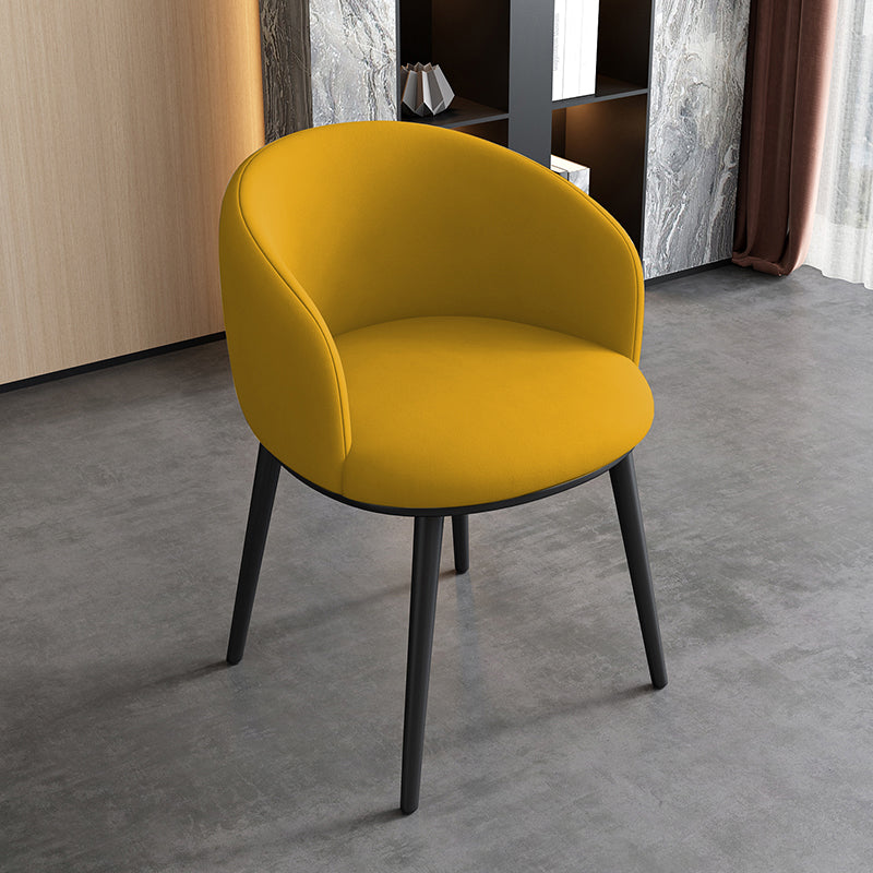 Glam Style Parsons Arm Chair Faux Leather Indoor Dining Chair Yellow 1 Piece Clearhalo 'Dining Chairs' 'Dining Tables & Seating' 'dining_chair' 'furn' 'furn_dining_chair' 'Furniture' 'furniture_dining_chair' 'Kitchen & Dining Furniture' 4962566
