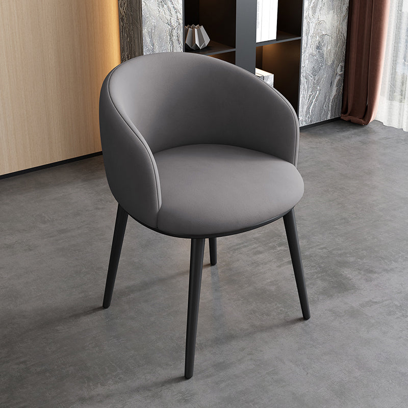 Glam Style Parsons Arm Chair Faux Leather Indoor Dining Chair Dark Gray 1 Piece Clearhalo 'Dining Chairs' 'Dining Tables & Seating' 'dining_chair' 'furn' 'furn_dining_chair' 'Furniture' 'furniture_dining_chair' 'Kitchen & Dining Furniture' 4962567