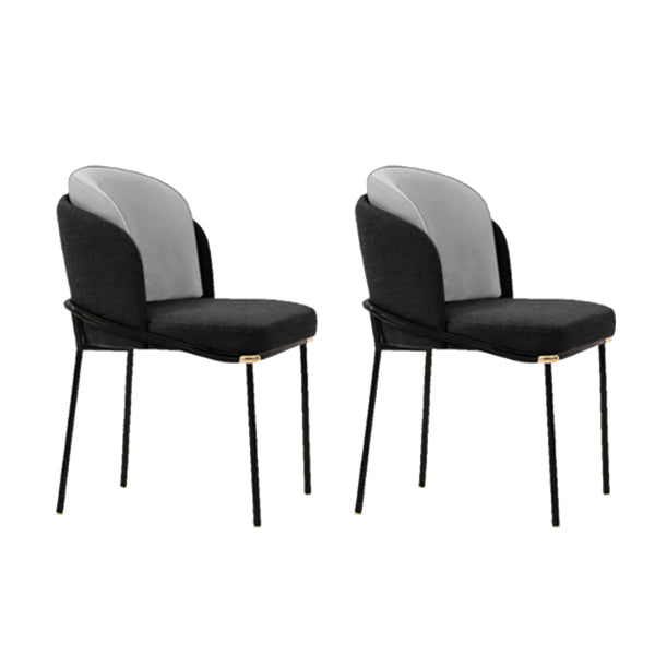 Fabric Dining Side Chair Contemporary Style Dining Chair for Dining Room Black-Gray 2 Piece Set Clearhalo 'Dining Chairs' 'Dining Tables & Seating' 'dining_chair' 'furn' 'furn_dining_chair' 'Furniture' 'furniture_dining_chair' 'Kitchen & Dining Furniture' 4962577