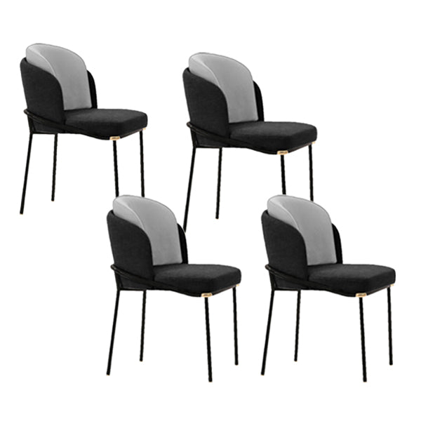 Fabric Dining Side Chair Contemporary Style Dining Chair for Dining Room Black-Gray 4 Piece Set Clearhalo 'Dining Chairs' 'Dining Tables & Seating' 'dining_chair' 'furn' 'furn_dining_chair' 'Furniture' 'furniture_dining_chair' 'Kitchen & Dining Furniture' 4962579
