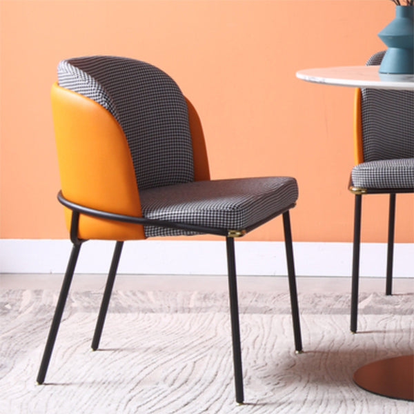 Fabric Dining Side Chair Contemporary Style Dining Chair for Dining Room Black-Orange 1 Piece Clearhalo 'Dining Chairs' 'Dining Tables & Seating' 'dining_chair' 'furn' 'furn_dining_chair' 'Furniture' 'furniture_dining_chair' 'Kitchen & Dining Furniture' 4962580