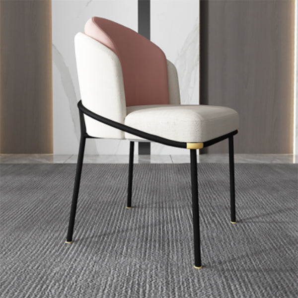 Fabric Dining Side Chair Contemporary Style Dining Chair for Dining Room White-Pink 1 Piece Clearhalo 'Dining Chairs' 'Dining Tables & Seating' 'dining_chair' 'furn' 'furn_dining_chair' 'Furniture' 'furniture_dining_chair' 'Kitchen & Dining Furniture' 4962582