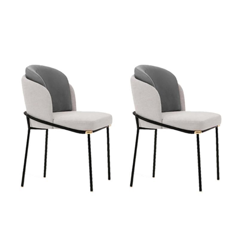 Fabric Dining Side Chair Contemporary Style Dining Chair for Dining Room White-Gray 2 Piece Set Clearhalo 'Dining Chairs' 'Dining Tables & Seating' 'dining_chair' 'furn' 'furn_dining_chair' 'Furniture' 'furniture_dining_chair' 'Kitchen & Dining Furniture' 4962583