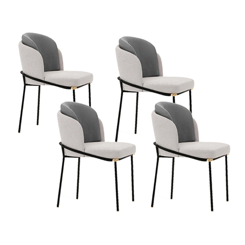 Fabric Dining Side Chair Contemporary Style Dining Chair for Dining Room White-Gray 4 Piece Set Clearhalo 'Dining Chairs' 'Dining Tables & Seating' 'dining_chair' 'furn' 'furn_dining_chair' 'Furniture' 'furniture_dining_chair' 'Kitchen & Dining Furniture' 4962585