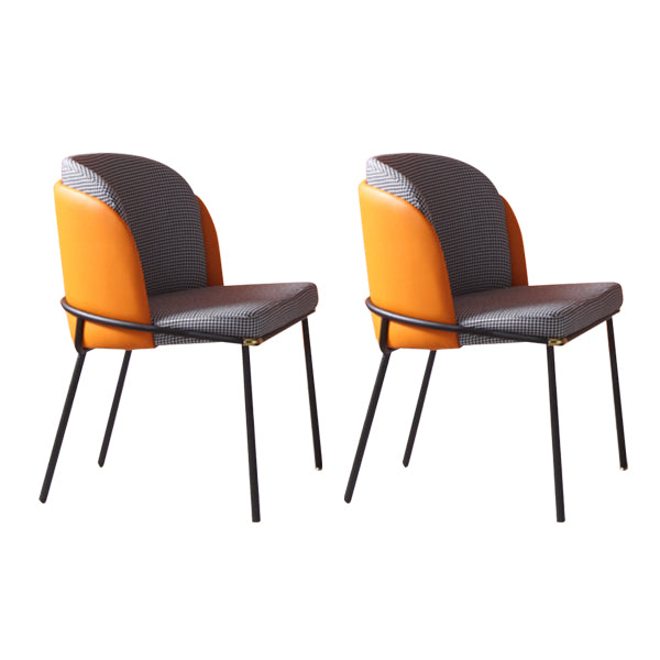 Fabric Dining Side Chair Contemporary Style Dining Chair for Dining Room Black-Orange 2 Piece Set Clearhalo 'Dining Chairs' 'Dining Tables & Seating' 'dining_chair' 'furn' 'furn_dining_chair' 'Furniture' 'furniture_dining_chair' 'Kitchen & Dining Furniture' 4962586