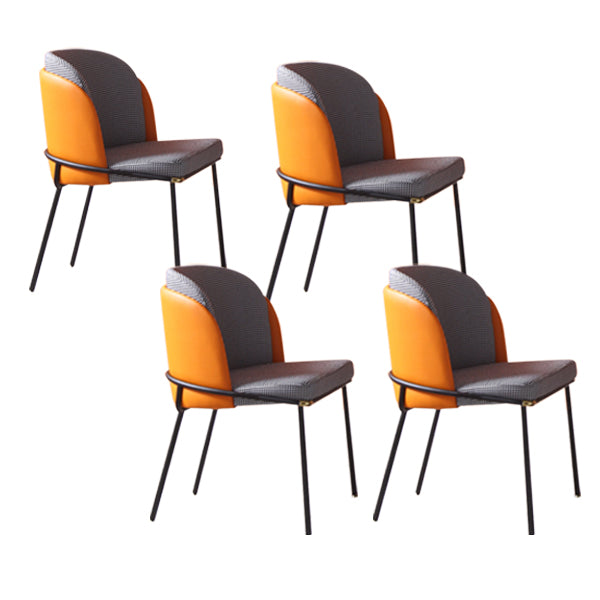 Fabric Dining Side Chair Contemporary Style Dining Chair for Dining Room Black-Orange 4 Piece Set Clearhalo 'Dining Chairs' 'Dining Tables & Seating' 'dining_chair' 'furn' 'furn_dining_chair' 'Furniture' 'furniture_dining_chair' 'Kitchen & Dining Furniture' 4962587
