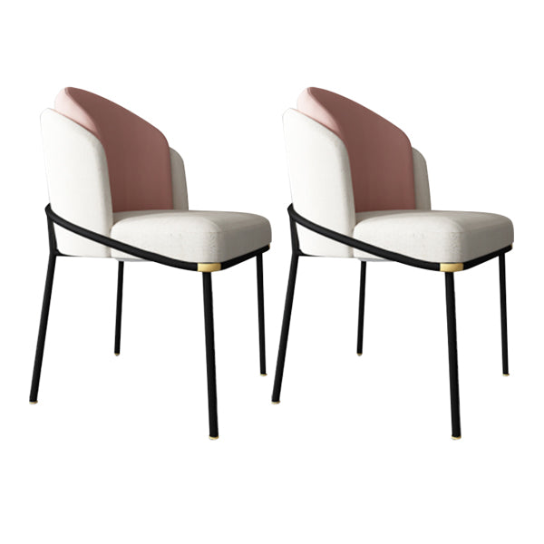 Fabric Dining Side Chair Contemporary Style Dining Chair for Dining Room White-Pink 2 Piece Set Clearhalo 'Dining Chairs' 'Dining Tables & Seating' 'dining_chair' 'furn' 'furn_dining_chair' 'Furniture' 'furniture_dining_chair' 'Kitchen & Dining Furniture' 4962588