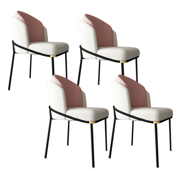 Fabric Dining Side Chair Contemporary Style Dining Chair for Dining Room White-Pink 4 Piece Set Clearhalo 'Dining Chairs' 'Dining Tables & Seating' 'dining_chair' 'furn' 'furn_dining_chair' 'Furniture' 'furniture_dining_chair' 'Kitchen & Dining Furniture' 4962589