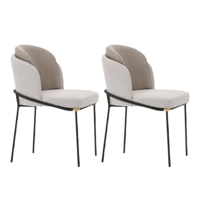 Fabric Dining Side Chair Contemporary Style Dining Chair for Dining Room White-Brown 2 Piece Set Clearhalo 'Dining Chairs' 'Dining Tables & Seating' 'dining_chair' 'furn' 'furn_dining_chair' 'Furniture' 'furniture_dining_chair' 'Kitchen & Dining Furniture' 4962590