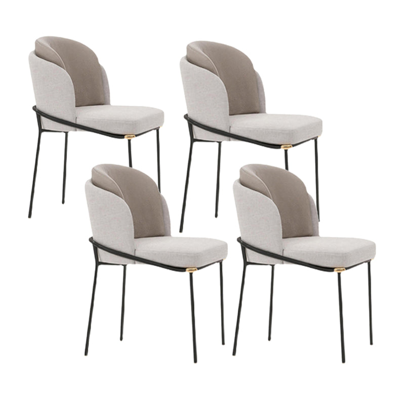 Fabric Dining Side Chair Contemporary Style Dining Chair for Dining Room White-Brown 4 Piece Set Clearhalo 'Dining Chairs' 'Dining Tables & Seating' 'dining_chair' 'furn' 'furn_dining_chair' 'Furniture' 'furniture_dining_chair' 'Kitchen & Dining Furniture' 4962591