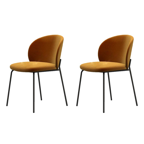 Metal Base Dining Side Chair Contemporary Style Kitchen Side Chair Yellow 2 Piece Set Clearhalo 'Dining Chairs' 'Dining Tables & Seating' 'dining_chair' 'furn' 'furn_dining_chair' 'Furniture' 'furniture_dining_chair' 'Kitchen & Dining Furniture' 4962633