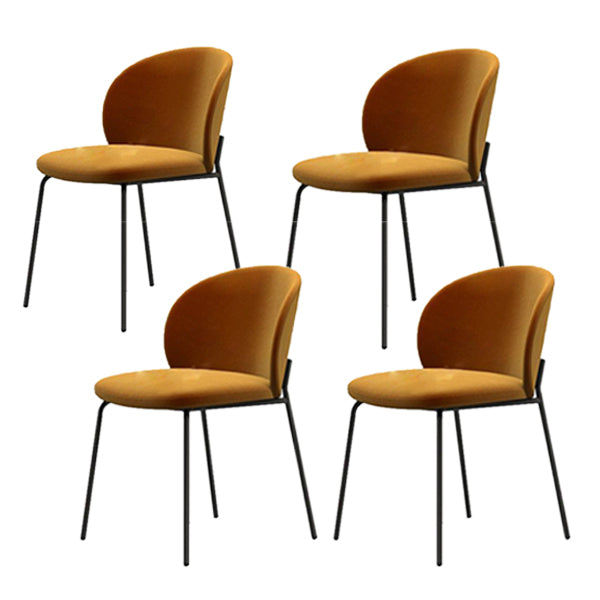 Metal Base Dining Side Chair Contemporary Style Kitchen Side Chair Yellow 4 Piece Set Clearhalo 'Dining Chairs' 'Dining Tables & Seating' 'dining_chair' 'furn' 'furn_dining_chair' 'Furniture' 'furniture_dining_chair' 'Kitchen & Dining Furniture' 4962636