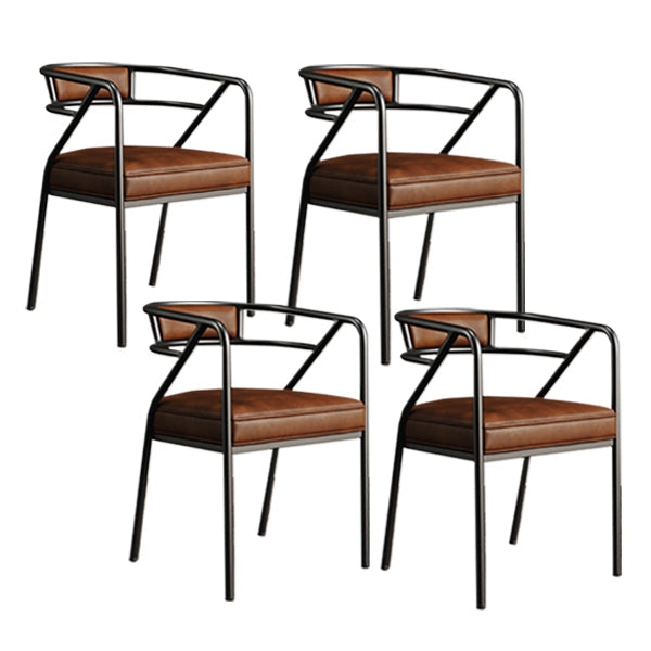 Glam Style Indoor Arm Chair Open Back 21.65" Wide Dining Chair Brown 4 Piece Set Black Clearhalo 'Dining Chairs' 'Dining Tables & Seating' 'dining_chair' 'furn' 'furn_dining_chair' 'Furniture' 'furniture_dining_chair' 'Kitchen & Dining Furniture' 4962679