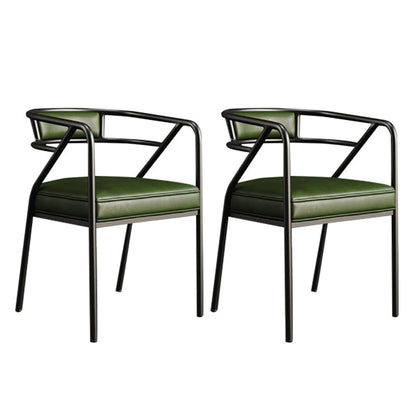 Glam Style Indoor Arm Chair Open Back 21.65" Wide Dining Chair Green 2 Piece Set Black Clearhalo 'Dining Chairs' 'Dining Tables & Seating' 'dining_chair' 'furn' 'furn_dining_chair' 'Furniture' 'furniture_dining_chair' 'Kitchen & Dining Furniture' 4962684