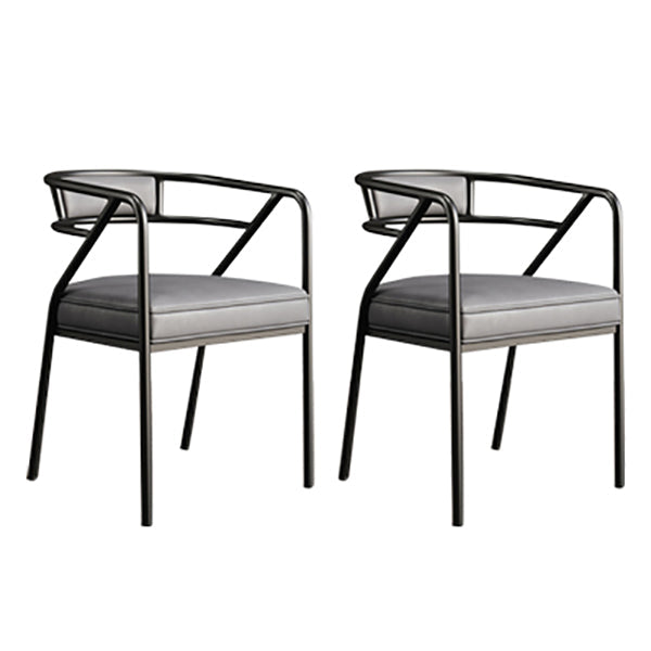 Glam Style Indoor Arm Chair Open Back 21.65" Wide Dining Chair Gray 2 Piece Set Black Clearhalo 'Dining Chairs' 'Dining Tables & Seating' 'dining_chair' 'furn' 'furn_dining_chair' 'Furniture' 'furniture_dining_chair' 'Kitchen & Dining Furniture' 4962690