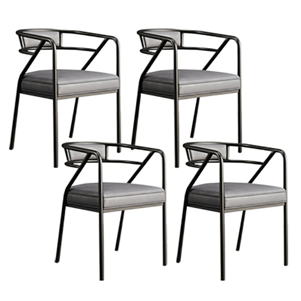 Glam Style Indoor Arm Chair Open Back 21.65" Wide Dining Chair Gray 4 Piece Set Black Clearhalo 'Dining Chairs' 'Dining Tables & Seating' 'dining_chair' 'furn' 'furn_dining_chair' 'Furniture' 'furniture_dining_chair' 'Kitchen & Dining Furniture' 4962692