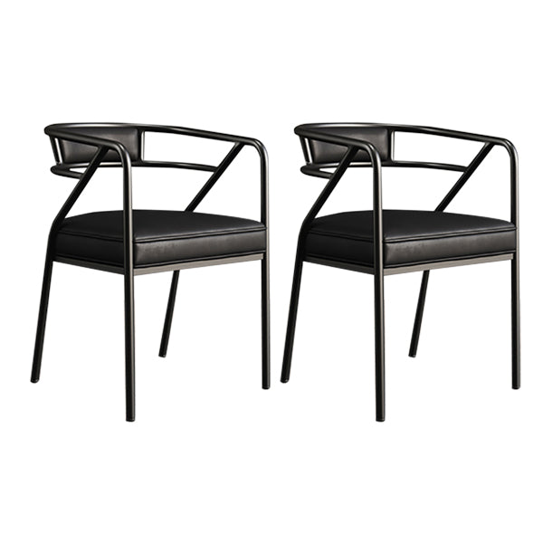 Glam Style Indoor Arm Chair Open Back 21.65" Wide Dining Chair Black 2 Piece Set Black Clearhalo 'Dining Chairs' 'Dining Tables & Seating' 'dining_chair' 'furn' 'furn_dining_chair' 'Furniture' 'furniture_dining_chair' 'Kitchen & Dining Furniture' 4962694