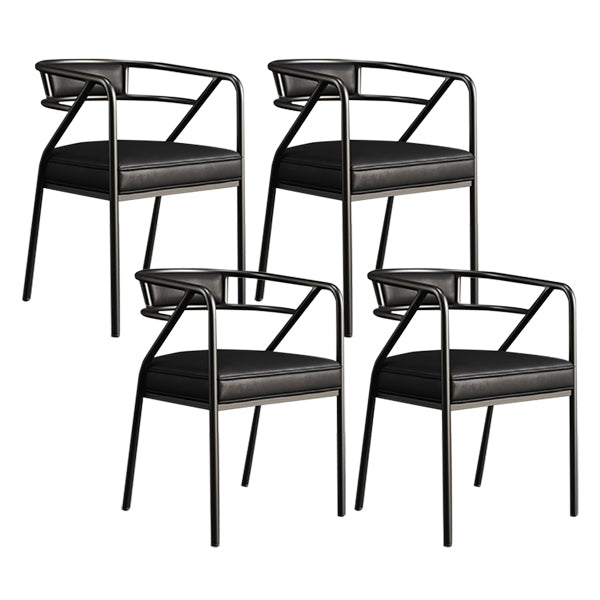 Glam Style Indoor Arm Chair Open Back 21.65" Wide Dining Chair Black 4 Piece Set Black Clearhalo 'Dining Chairs' 'Dining Tables & Seating' 'dining_chair' 'furn' 'furn_dining_chair' 'Furniture' 'furniture_dining_chair' 'Kitchen & Dining Furniture' 4962695