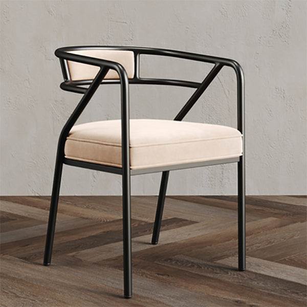 Glam Style Indoor Arm Chair Open Back 21.65" Wide Dining Chair Beige 1 Piece Black Clearhalo 'Dining Chairs' 'Dining Tables & Seating' 'dining_chair' 'furn' 'furn_dining_chair' 'Furniture' 'furniture_dining_chair' 'Kitchen & Dining Furniture' 4962696