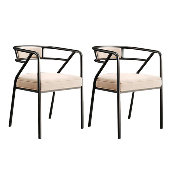 Glam Style Indoor Arm Chair Open Back 21.65" Wide Dining Chair Beige 2 Piece Set Black Clearhalo 'Dining Chairs' 'Dining Tables & Seating' 'dining_chair' 'furn' 'furn_dining_chair' 'Furniture' 'furniture_dining_chair' 'Kitchen & Dining Furniture' 4962697