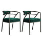 Glam Style Indoor Arm Chair Open Back 21.65" Wide Dining Chair Dark Green 2 Piece Set Black Clearhalo 'Dining Chairs' 'Dining Tables & Seating' 'dining_chair' 'furn' 'furn_dining_chair' 'Furniture' 'furniture_dining_chair' 'Kitchen & Dining Furniture' 4962700