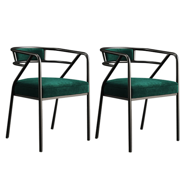 Glam Style Indoor Arm Chair Open Back 21.65" Wide Dining Chair Dark Green 2 Piece Set Black Clearhalo 'Dining Chairs' 'Dining Tables & Seating' 'dining_chair' 'furn' 'furn_dining_chair' 'Furniture' 'furniture_dining_chair' 'Kitchen & Dining Furniture' 4962700