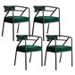 Glam Style Indoor Arm Chair Open Back 21.65" Wide Dining Chair Dark Green 4 Piece Set Black Clearhalo 'Dining Chairs' 'Dining Tables & Seating' 'dining_chair' 'furn' 'furn_dining_chair' 'Furniture' 'furniture_dining_chair' 'Kitchen & Dining Furniture' 4962701
