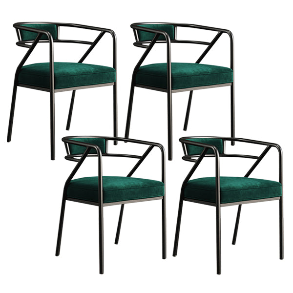 Glam Style Indoor Arm Chair Open Back 21.65" Wide Dining Chair Dark Green 4 Piece Set Black Clearhalo 'Dining Chairs' 'Dining Tables & Seating' 'dining_chair' 'furn' 'furn_dining_chair' 'Furniture' 'furniture_dining_chair' 'Kitchen & Dining Furniture' 4962701