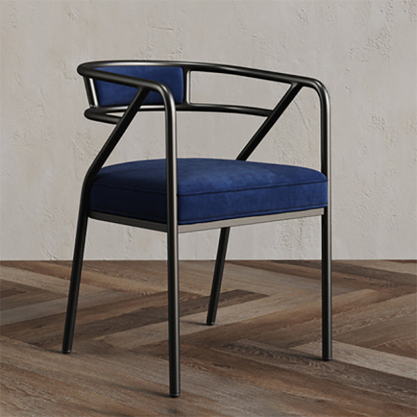 Glam Style Indoor Arm Chair Open Back 21.65" Wide Dining Chair Blue 1 Piece Black Clearhalo 'Dining Chairs' 'Dining Tables & Seating' 'dining_chair' 'furn' 'furn_dining_chair' 'Furniture' 'furniture_dining_chair' 'Kitchen & Dining Furniture' 4962702