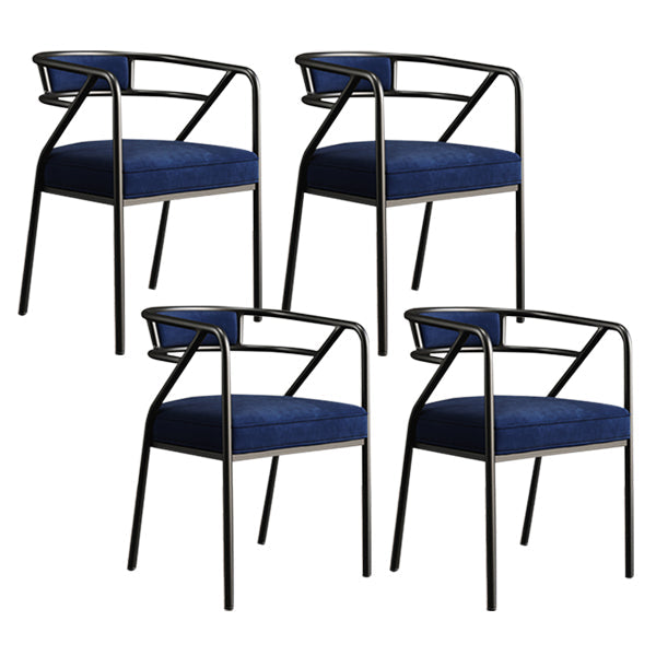 Glam Style Indoor Arm Chair Open Back 21.65" Wide Dining Chair Blue 4 Piece Set Black Clearhalo 'Dining Chairs' 'Dining Tables & Seating' 'dining_chair' 'furn' 'furn_dining_chair' 'Furniture' 'furniture_dining_chair' 'Kitchen & Dining Furniture' 4962704