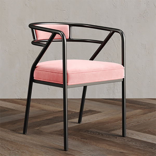 Glam Style Indoor Arm Chair Open Back 21.65" Wide Dining Chair Pink 1 Piece Black Clearhalo 'Dining Chairs' 'Dining Tables & Seating' 'dining_chair' 'furn' 'furn_dining_chair' 'Furniture' 'furniture_dining_chair' 'Kitchen & Dining Furniture' 4962705