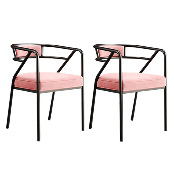 Glam Style Indoor Arm Chair Open Back 21.65" Wide Dining Chair Pink 2 Piece Set Black Clearhalo 'Dining Chairs' 'Dining Tables & Seating' 'dining_chair' 'furn' 'furn_dining_chair' 'Furniture' 'furniture_dining_chair' 'Kitchen & Dining Furniture' 4962706