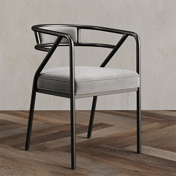 Glam Style Indoor Arm Chair Open Back 21.65" Wide Dining Chair Light Grey 1 Piece Black Clearhalo 'Dining Chairs' 'Dining Tables & Seating' 'dining_chair' 'furn' 'furn_dining_chair' 'Furniture' 'furniture_dining_chair' 'Kitchen & Dining Furniture' 4962708