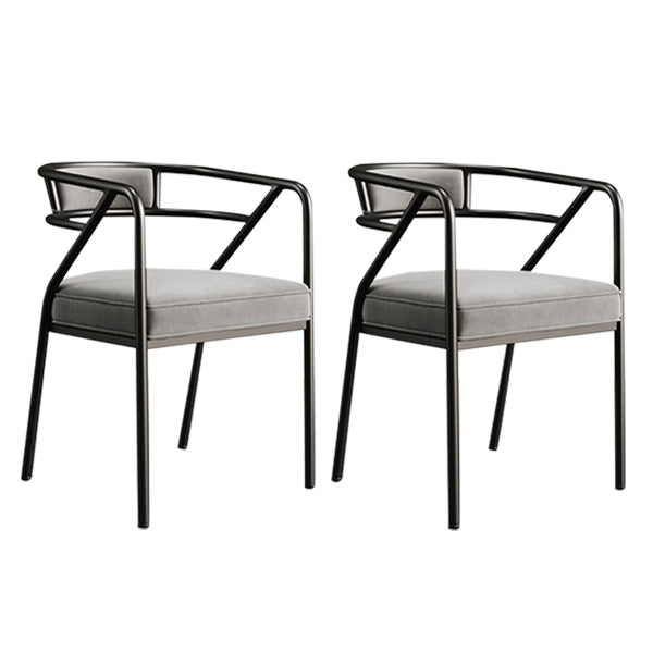 Glam Style Indoor Arm Chair Open Back 21.65" Wide Dining Chair Light Grey 2 Piece Set Black Clearhalo 'Dining Chairs' 'Dining Tables & Seating' 'dining_chair' 'furn' 'furn_dining_chair' 'Furniture' 'furniture_dining_chair' 'Kitchen & Dining Furniture' 4962709