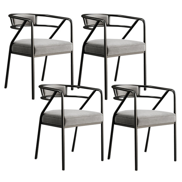 Glam Style Indoor Arm Chair Open Back 21.65" Wide Dining Chair Light Grey 4 Piece Set Black Clearhalo 'Dining Chairs' 'Dining Tables & Seating' 'dining_chair' 'furn' 'furn_dining_chair' 'Furniture' 'furniture_dining_chair' 'Kitchen & Dining Furniture' 4962710