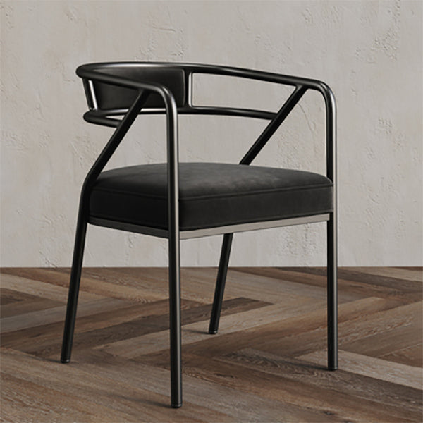 Glam Style Indoor Arm Chair Open Back 21.65" Wide Dining Chair Matt Black 1 Piece Black Clearhalo 'Dining Chairs' 'Dining Tables & Seating' 'dining_chair' 'furn' 'furn_dining_chair' 'Furniture' 'furniture_dining_chair' 'Kitchen & Dining Furniture' 4962711