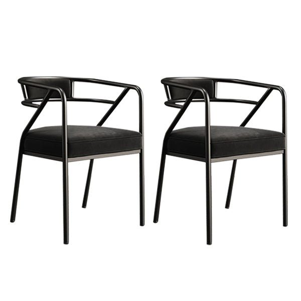 Glam Style Indoor Arm Chair Open Back 21.65" Wide Dining Chair Matt Black 2 Piece Set Black Clearhalo 'Dining Chairs' 'Dining Tables & Seating' 'dining_chair' 'furn' 'furn_dining_chair' 'Furniture' 'furniture_dining_chair' 'Kitchen & Dining Furniture' 4962712