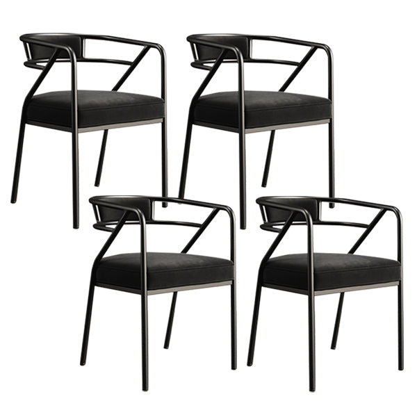 Glam Style Indoor Arm Chair Open Back 21.65" Wide Dining Chair Matt Black 4 Piece Set Black Clearhalo 'Dining Chairs' 'Dining Tables & Seating' 'dining_chair' 'furn' 'furn_dining_chair' 'Furniture' 'furniture_dining_chair' 'Kitchen & Dining Furniture' 4962713