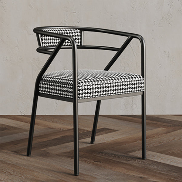 Glam Style Indoor Arm Chair Open Back 21.65" Wide Dining Chair Black White 1 Piece Black Clearhalo 'Dining Chairs' 'Dining Tables & Seating' 'dining_chair' 'furn' 'furn_dining_chair' 'Furniture' 'furniture_dining_chair' 'Kitchen & Dining Furniture' 4962714