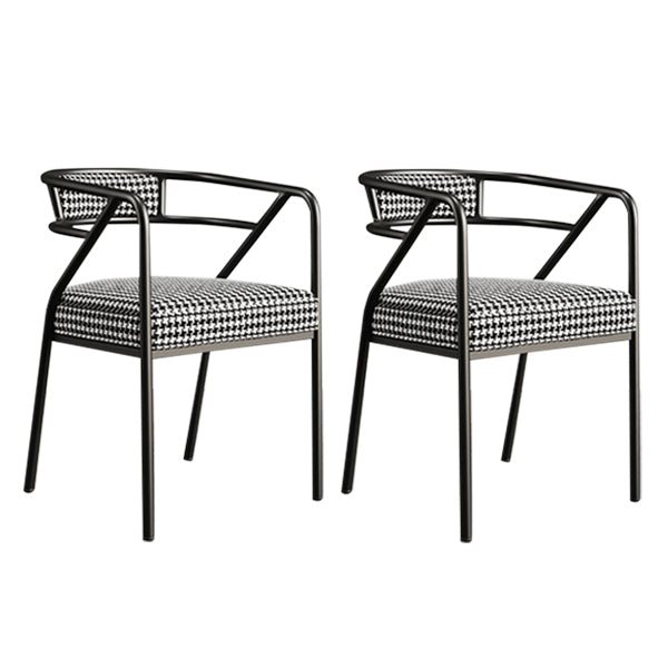 Glam Style Indoor Arm Chair Open Back 21.65" Wide Dining Chair Black White 2 Piece Set Black Clearhalo 'Dining Chairs' 'Dining Tables & Seating' 'dining_chair' 'furn' 'furn_dining_chair' 'Furniture' 'furniture_dining_chair' 'Kitchen & Dining Furniture' 4962715