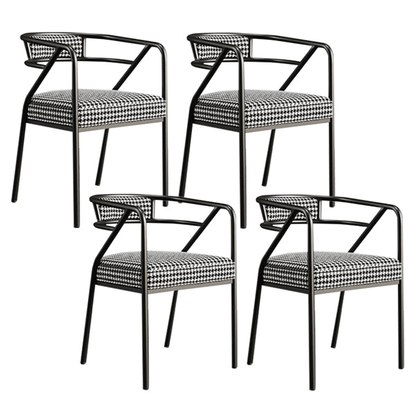 Glam Style Indoor Arm Chair Open Back 21.65" Wide Dining Chair Black White 4 Piece Set Black Clearhalo 'Dining Chairs' 'Dining Tables & Seating' 'dining_chair' 'furn' 'furn_dining_chair' 'Furniture' 'furniture_dining_chair' 'Kitchen & Dining Furniture' 4962716