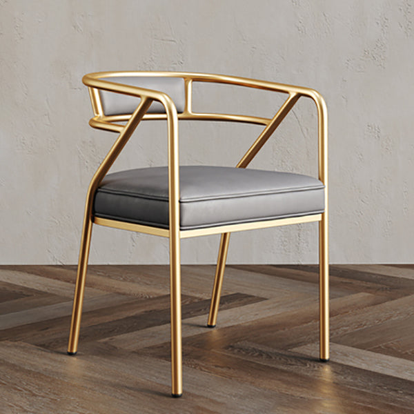 Glam Style Indoor Arm Chair Open Back 21.65" Wide Dining Chair Gray 1 Piece Brass Gold Clearhalo 'Dining Chairs' 'Dining Tables & Seating' 'dining_chair' 'furn' 'furn_dining_chair' 'Furniture' 'furniture_dining_chair' 'Kitchen & Dining Furniture' 4962717