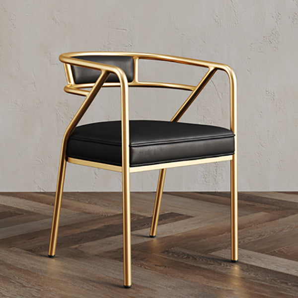 Glam Style Indoor Arm Chair Open Back 21.65" Wide Dining Chair Black 1 Piece Brass Gold Clearhalo 'Dining Chairs' 'Dining Tables & Seating' 'dining_chair' 'furn' 'furn_dining_chair' 'Furniture' 'furniture_dining_chair' 'Kitchen & Dining Furniture' 4962720