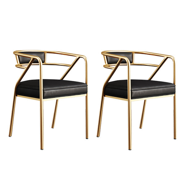 Glam Style Indoor Arm Chair Open Back 21.65" Wide Dining Chair Black 2 Piece Set Brass Gold Clearhalo 'Dining Chairs' 'Dining Tables & Seating' 'dining_chair' 'furn' 'furn_dining_chair' 'Furniture' 'furniture_dining_chair' 'Kitchen & Dining Furniture' 4962721