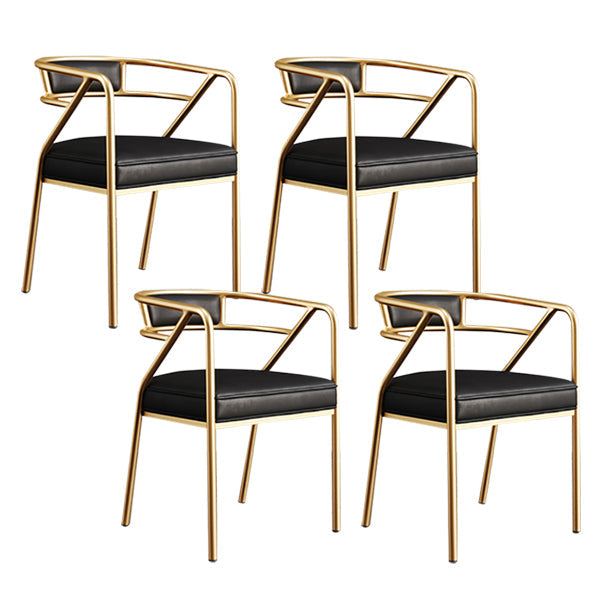 Glam Style Indoor Arm Chair Open Back 21.65" Wide Dining Chair Black 4 Piece Set Brass Gold Clearhalo 'Dining Chairs' 'Dining Tables & Seating' 'dining_chair' 'furn' 'furn_dining_chair' 'Furniture' 'furniture_dining_chair' 'Kitchen & Dining Furniture' 4962722