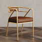 Glam Style Indoor Arm Chair Open Back 21.65" Wide Dining Chair Brown 1 Piece Brass Gold Clearhalo 'Dining Chairs' 'Dining Tables & Seating' 'dining_chair' 'furn' 'furn_dining_chair' 'Furniture' 'furniture_dining_chair' 'Kitchen & Dining Furniture' 4962723