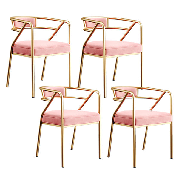 Glam Style Indoor Arm Chair Open Back 21.65" Wide Dining Chair Pink 4 Piece Set Brass Gold Clearhalo 'Dining Chairs' 'Dining Tables & Seating' 'dining_chair' 'furn' 'furn_dining_chair' 'Furniture' 'furniture_dining_chair' 'Kitchen & Dining Furniture' 4962731
